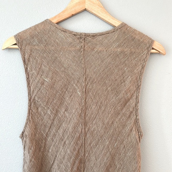 Flax • Natural Tan Linen Sleeveless Tank Tunic Top Mini Dress Size Medium - Picture 10 of 16